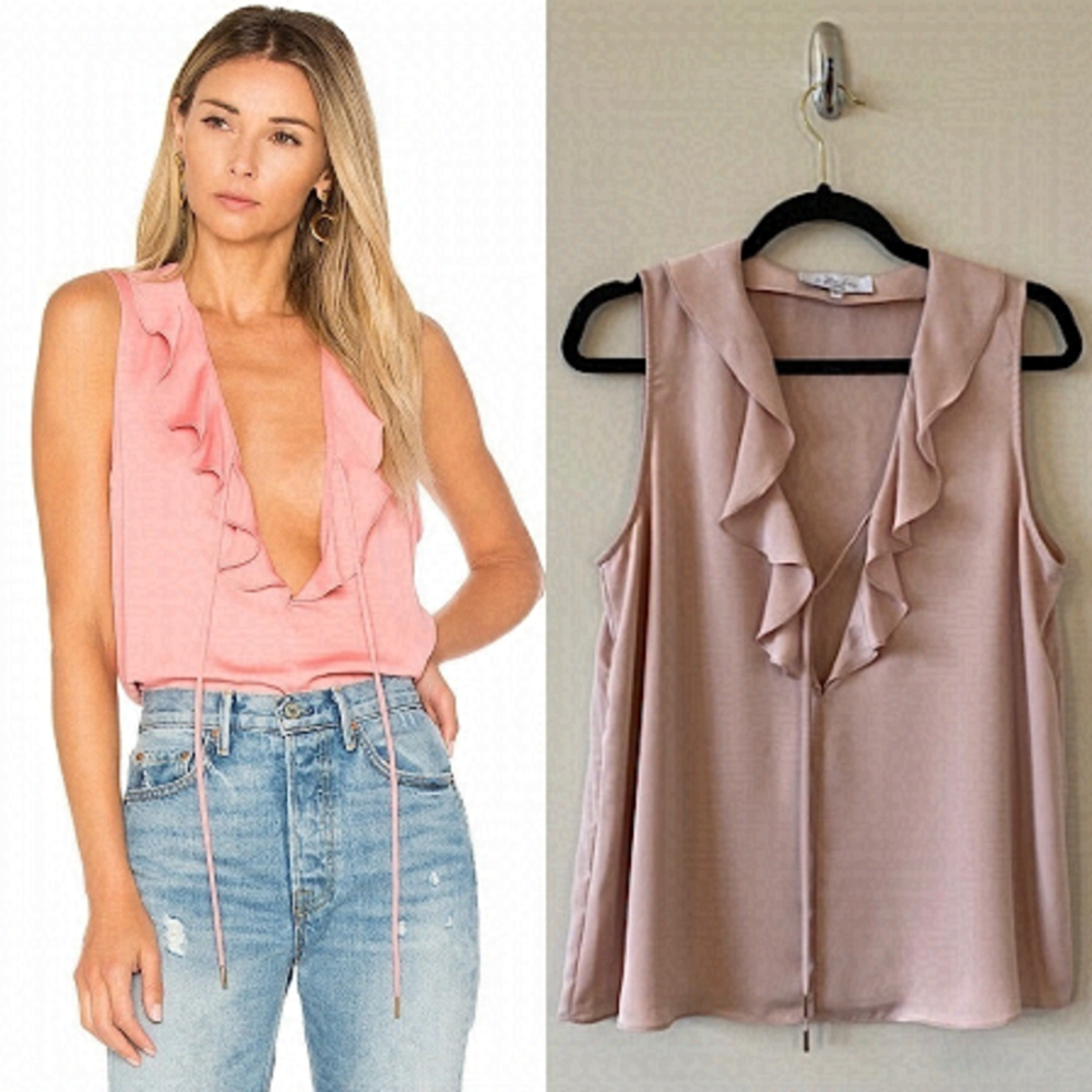 L’ACDAMIE -Ruffle Boho Tank in Rose Pink (Size:Small)